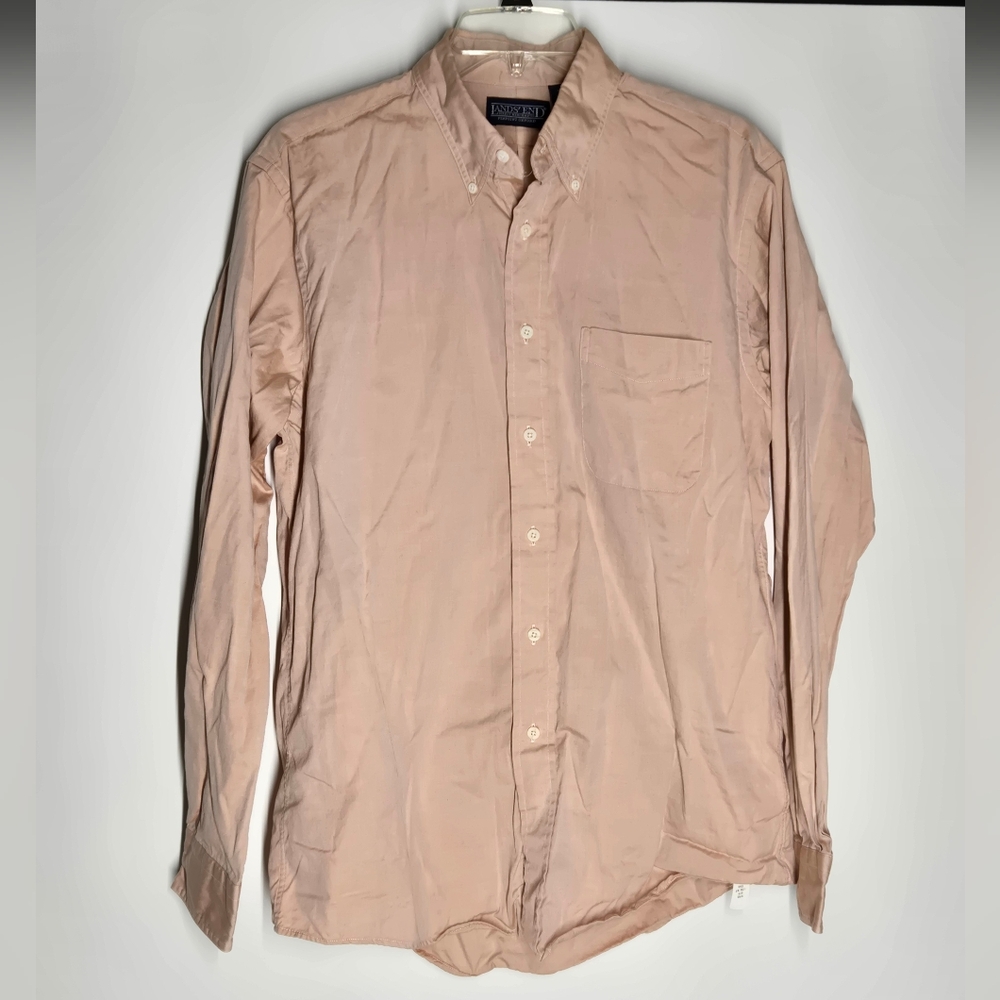 Lands' End Pink Button Down Dress Shirt